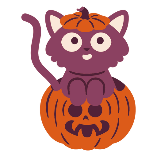 Calabaza linda del gato de halloween Diseño PNG