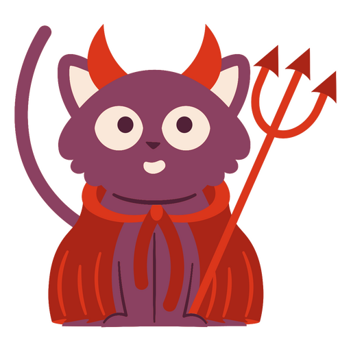 Ilustración de un gato diablo juguetón Diseño PNG