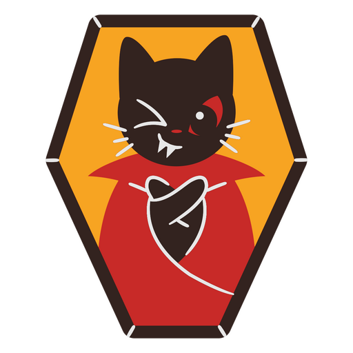 Gato de dibujos animados caprichoso con diseño de capa de vampiro Diseño PNG