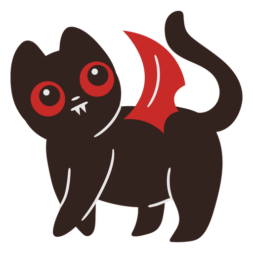 Cute black cat with red eyes cartoon PNG Design