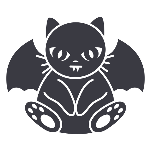 Lindo gato murciélago blanco y negro Diseño PNG