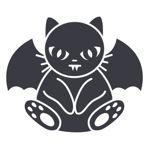 Süße schwarz-weiße Fledermauskatze PNG-Design