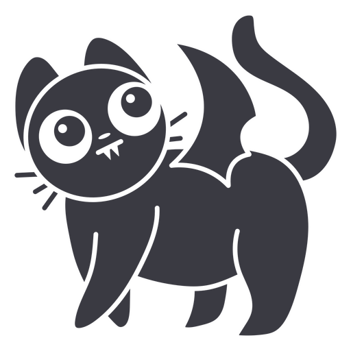 Lindo gato negro con carácter de alas de murciélago Diseño PNG