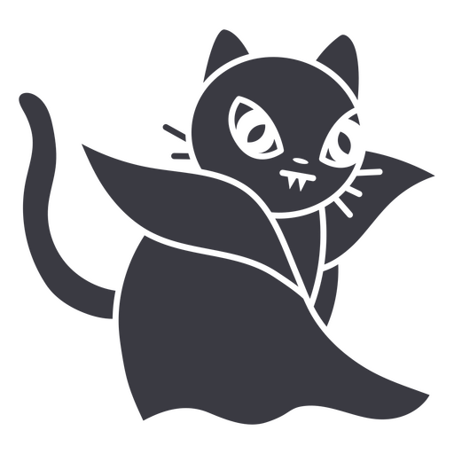 Lindo gato negro con colmillos Diseño PNG
