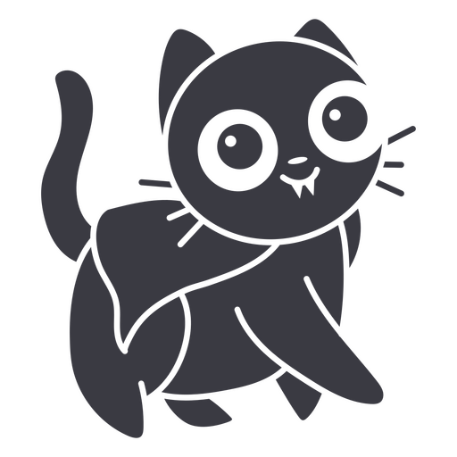 Lindo vampiro gato negro recortado Diseño PNG