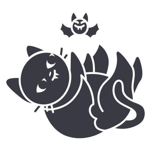 Design fofo de morcego gato preto Desenho PNG