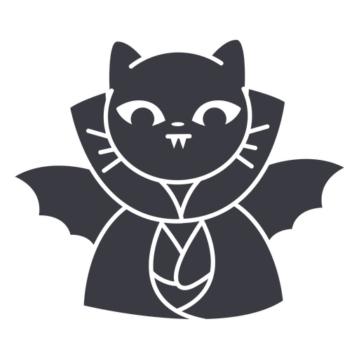 Design fofo de gato preto vampiro Desenho PNG