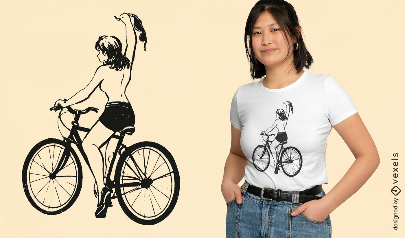 T-Shirt-Design f?r Radfahrerinnen mit Freiheitsmotiv