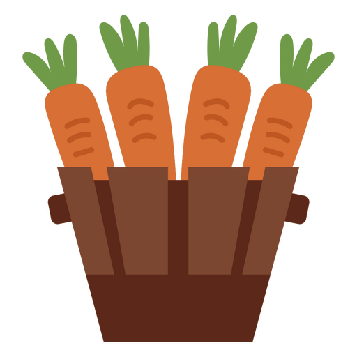 Vibrant carrot illustration in a wooden basket PNG Design