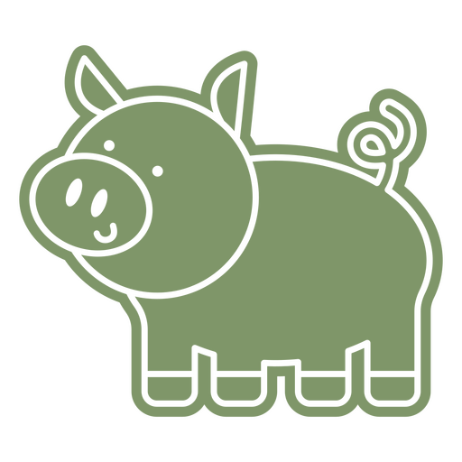 Cute green pig PNG Design