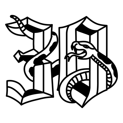 Design estilizado de cobra e letras Desenho PNG