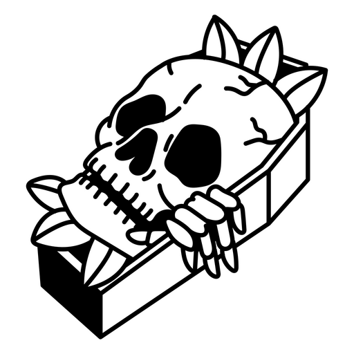 Design de caixão de caveira gótica com pontas Desenho PNG