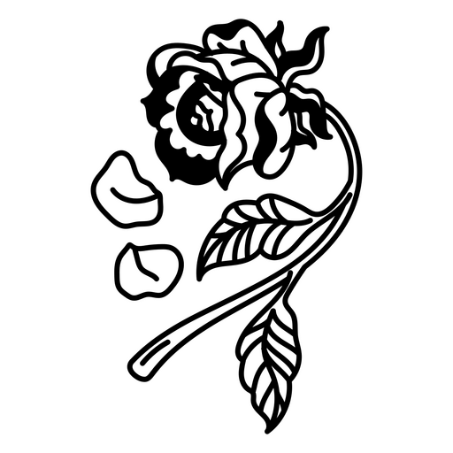 Ilustração elegante de rosa negra com pétalas Desenho PNG