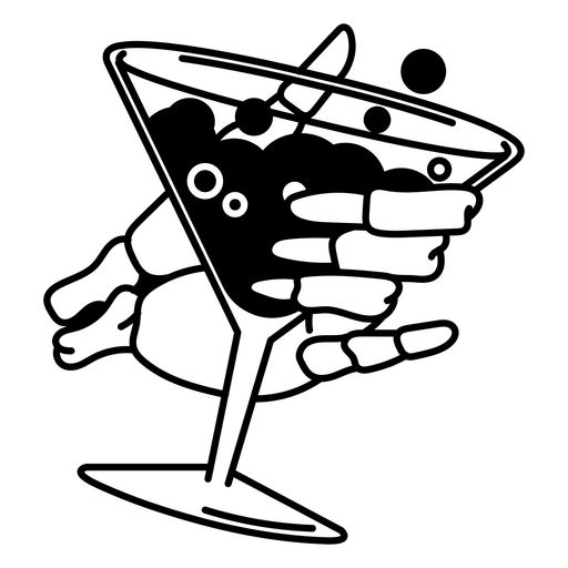 Design lúdico de coquetel em formato de esqueleto Desenho PNG
