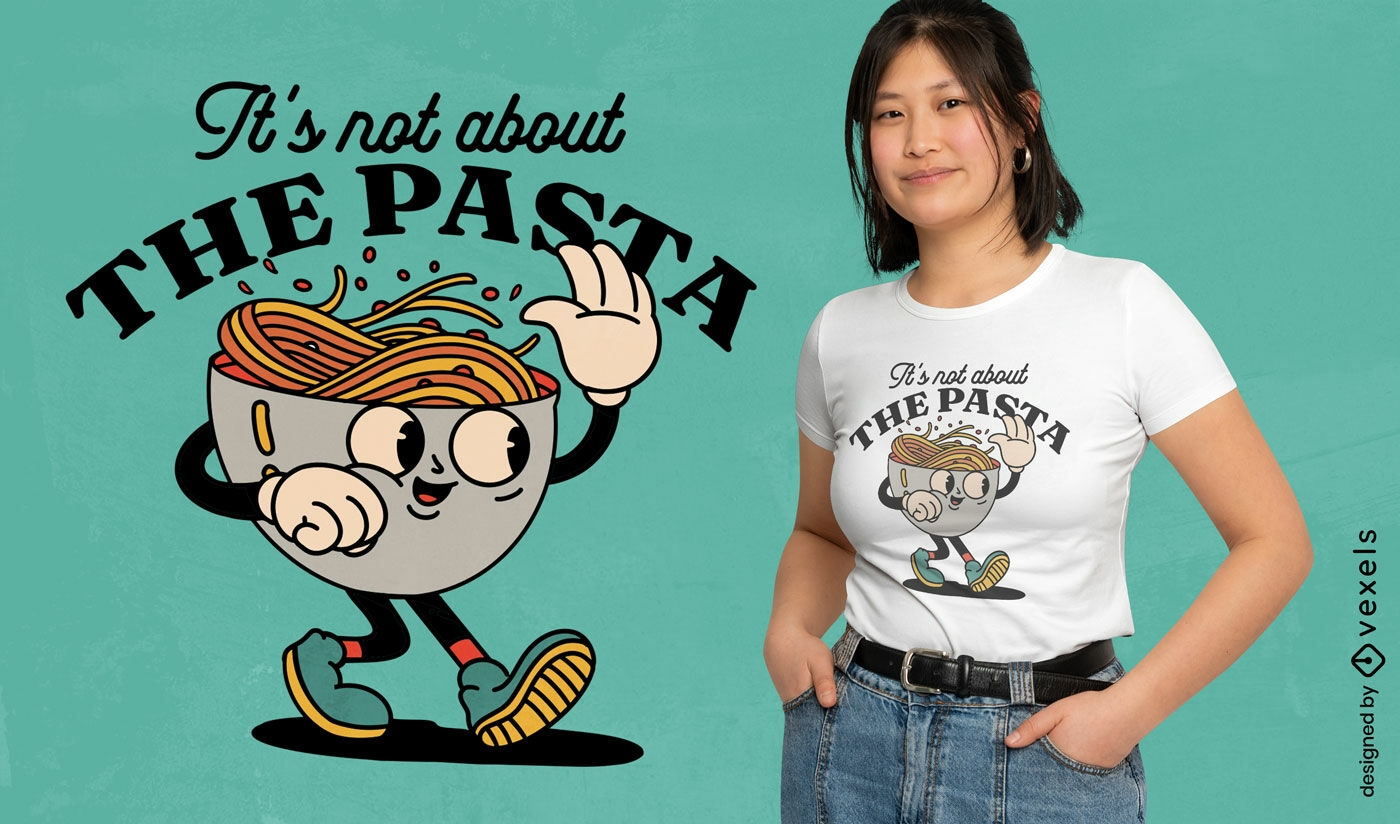 Diseño de camiseta de plato de pasta divertido.