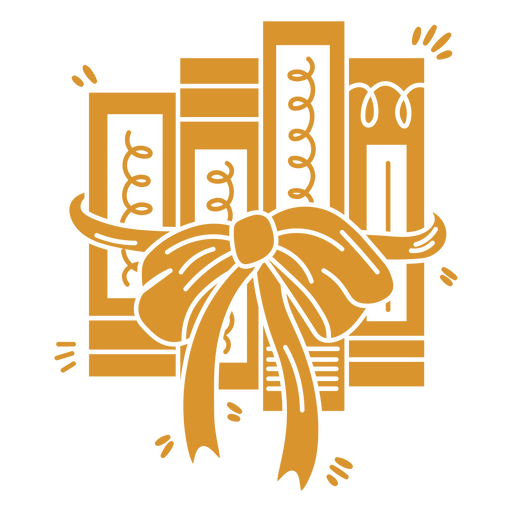 Ilustración lúdica de una pila de libros con una cinta Diseño PNG