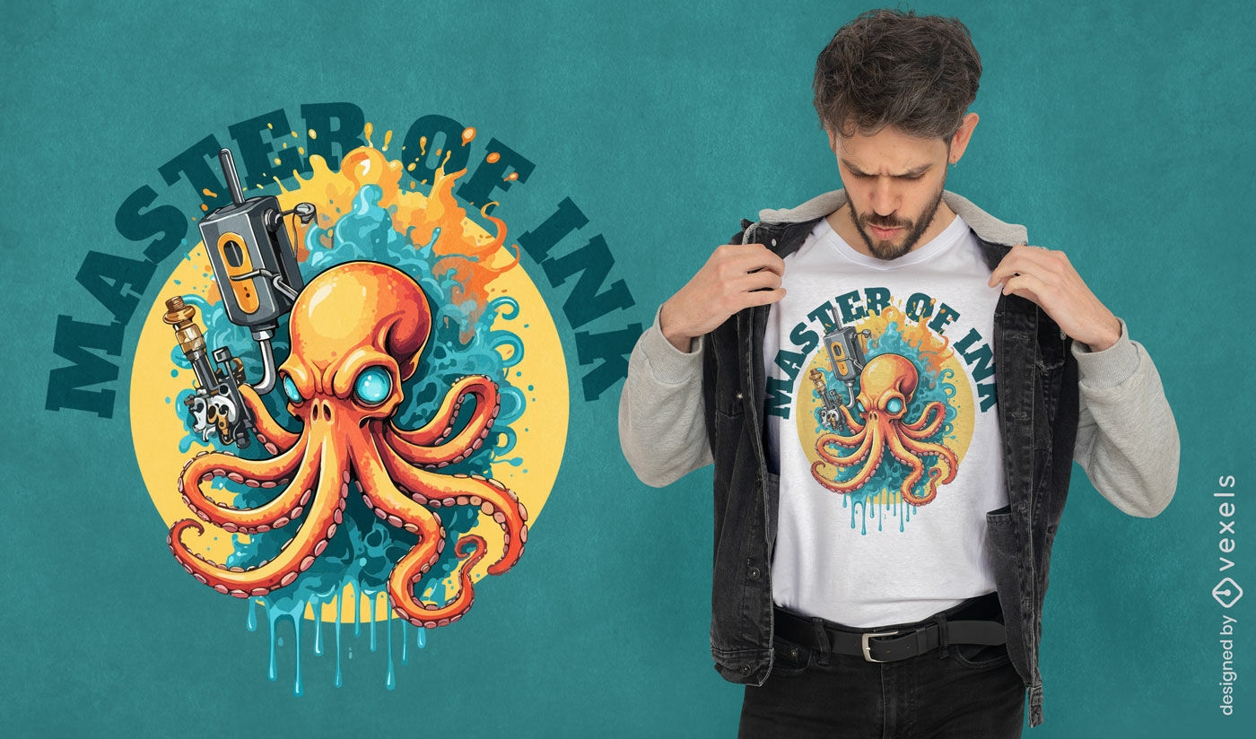 Diseño de camiseta Master of Ink Octopus.