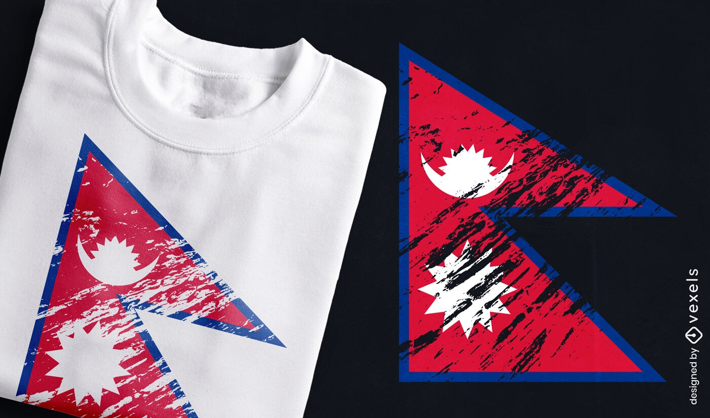 Design artístico de camiseta com bandeira do Nepal