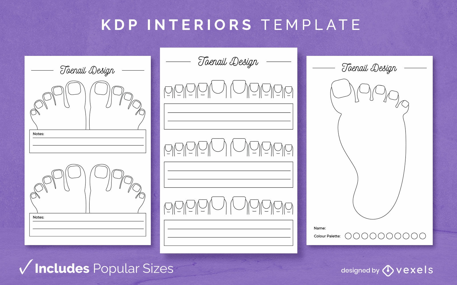 Diseño de plantilla interior KDP para uñas de los pies.