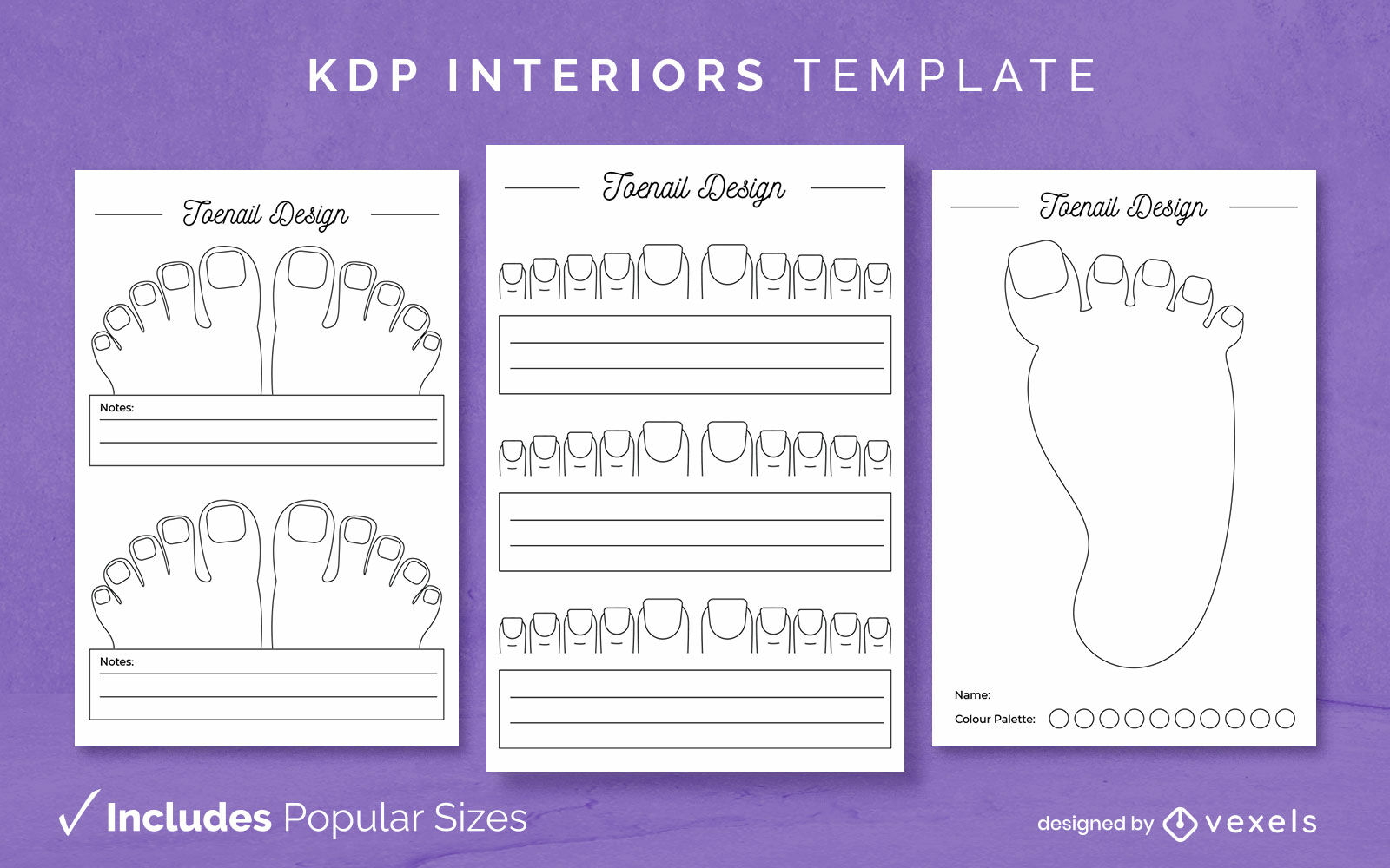 Diseño de plantilla interior KDP para uñas de los pies.