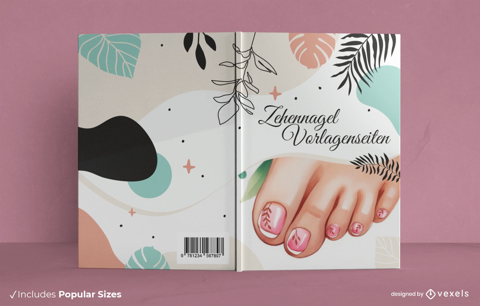 Diseño de portada de libro con temática de uñas de los pies. 