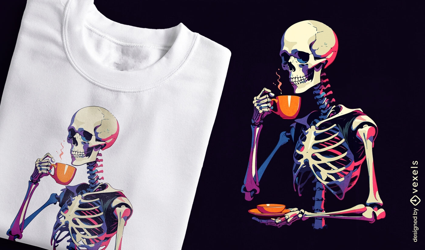 Design de camiseta com esqueleto para ch?a