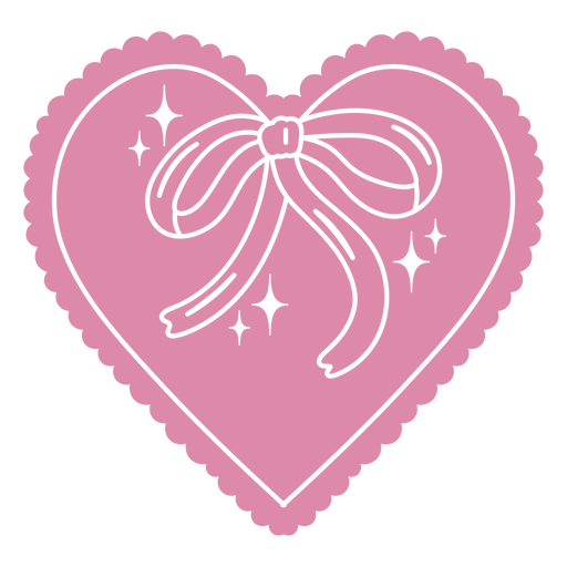 Diseño caprichoso de corazón rosa con lazo y brillos. Diseño PNG