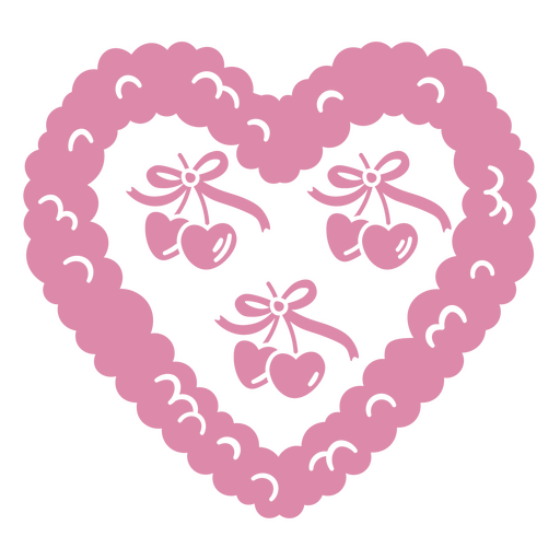 Niedliches rosa Herz mit Kirschen-Design PNG-Design