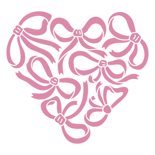 Design de coração encantador com laços rosa Desenho PNG