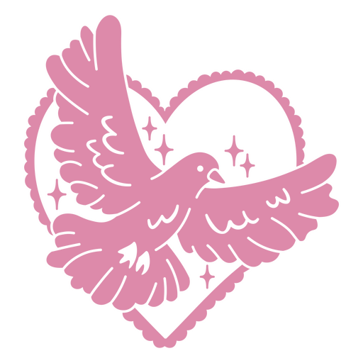 Pomba rosa brincalhona com design de coração Desenho PNG