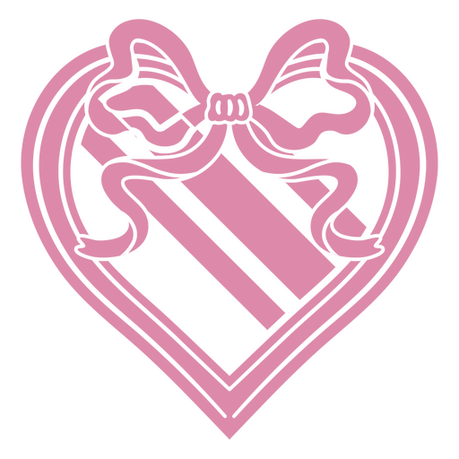 Encantador diseño de corazón rosa con cinta de regalo. Diseño PNG