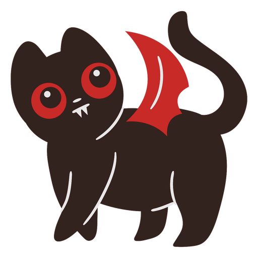 Gato negro juguetón con diseño de alas de murciélago Diseño PNG