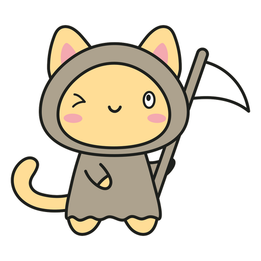 Cute kitten with a scythe PNG Design