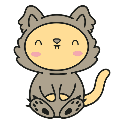 Ilustración de personaje de dibujos animados de gato lindo Diseño PNG