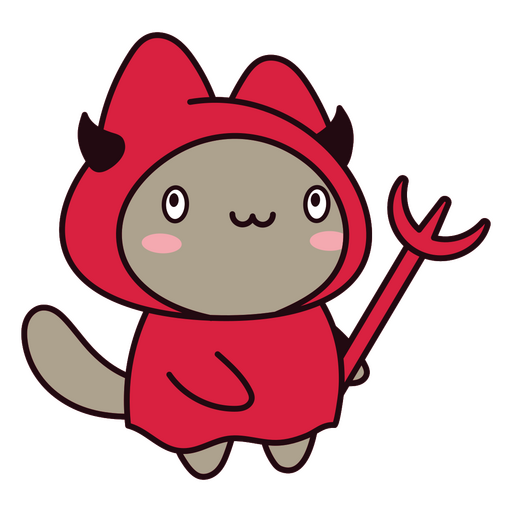 Cute cat in red robe devil PNG Design