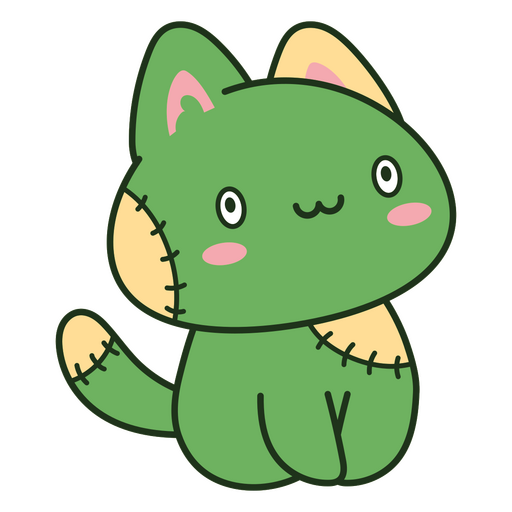Monstro gato verde fofo Desenho PNG