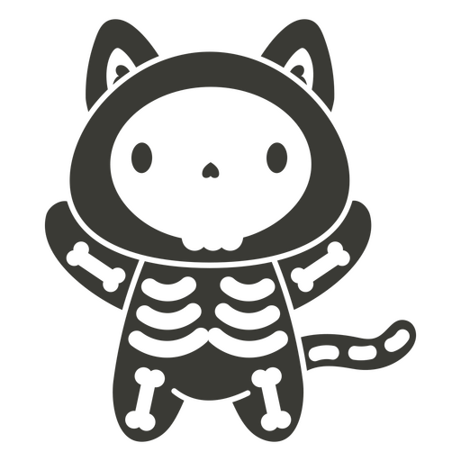 Niedliches Skelettkatzen-Charakterdesign PNG-Design