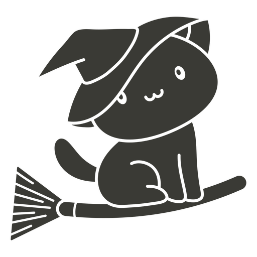Playful witch cat illustration PNG Design