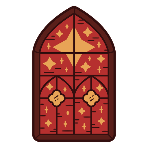 Design de porta com vitral vermelho e marrom Desenho PNG