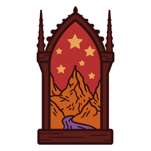 Ilustración de paisaje montañoso gótico Diseño PNG