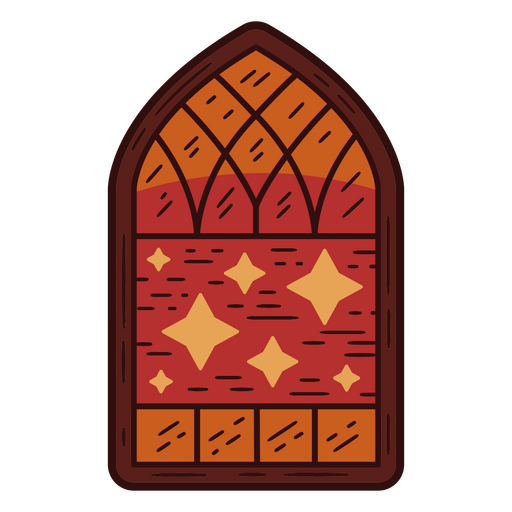 Diseño de ventana de iglesia de madera. Diseño PNG