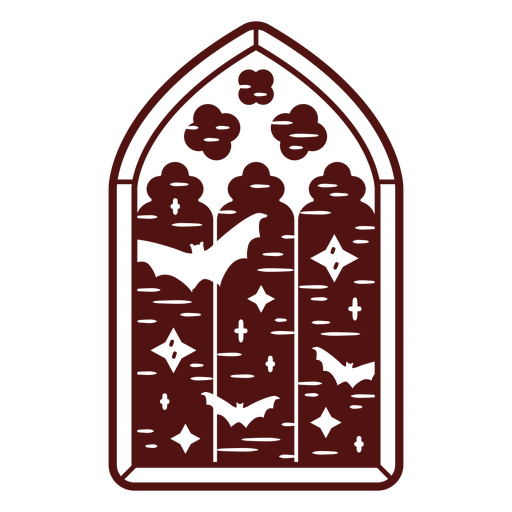 Design de vitral gótico com morcego Desenho PNG