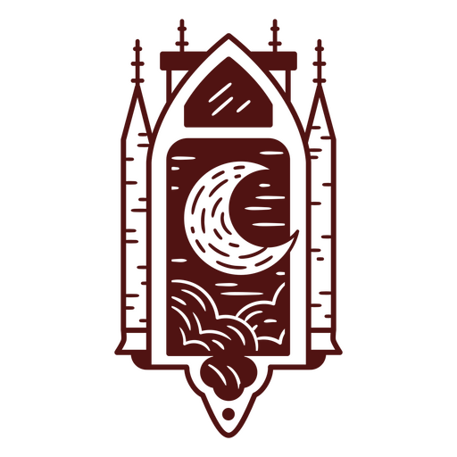 Moon and castle window PNG Design
