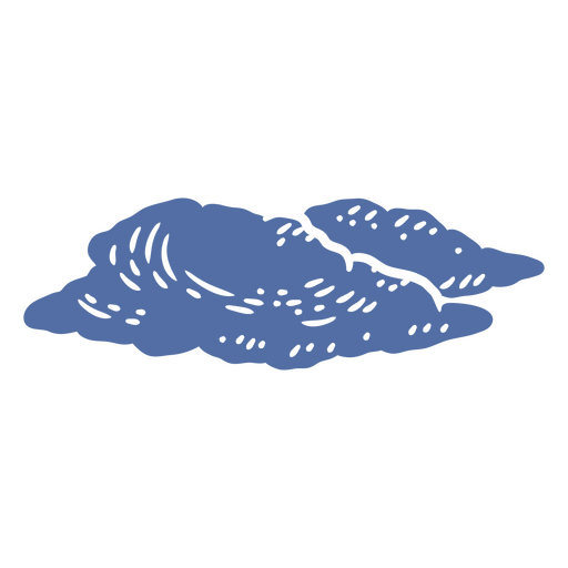 Ilustração estilizada de uma nuvem azul para estampa de camiseta. Desenho PNG