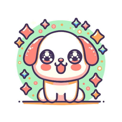 Playful cartoon puppy illustration with sparkling accents PNG Design