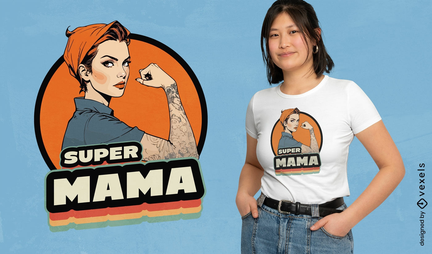 Super-Mama-Vintage-T-Shirt-Design