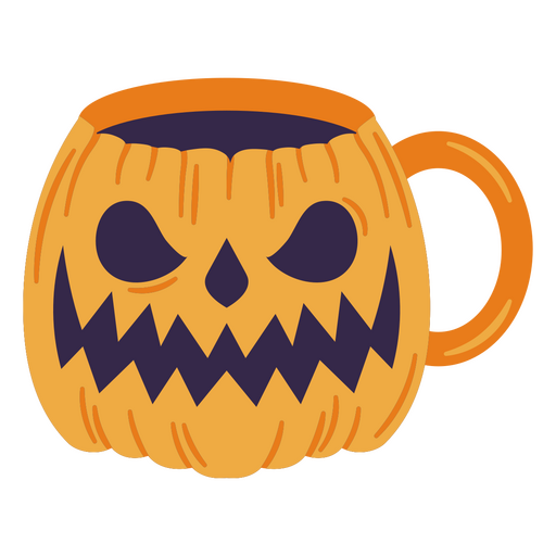 Diseño de taza de calabaza divertido para celebraciones de Halloween. Diseño PNG