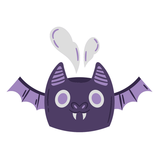 Purple bat with white wings and purple horns PNG Design