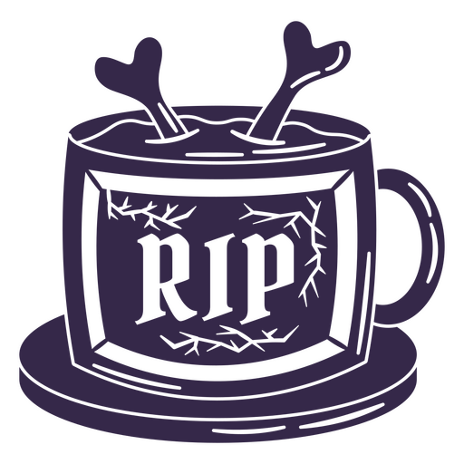 Gruseliges Skelett-Tassendesign mit Rip-Aufschrift PNG-Design