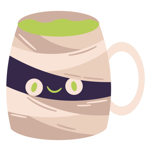 Lindo diseño de taza de café con forma de momia Diseño PNG